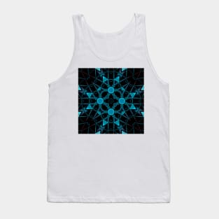 Mosaic Kaleidoscope Flower Blue Red and Black Tank Top